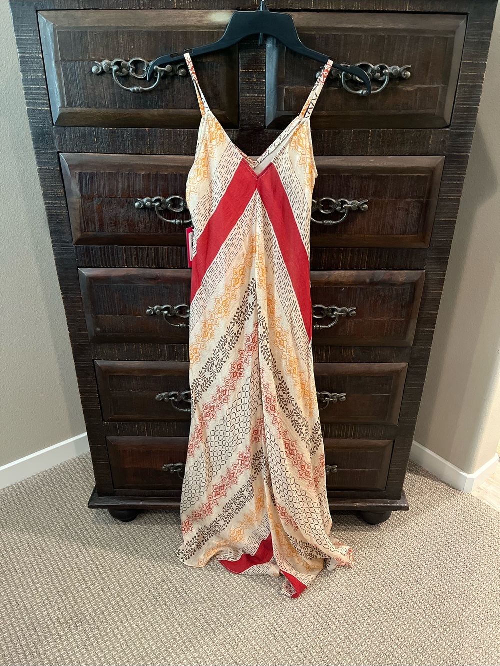 Sleeveless Vermillion Chevron Maxi Dress by Vince Camuto • Size XS • NWT - Picture 6 of 7
